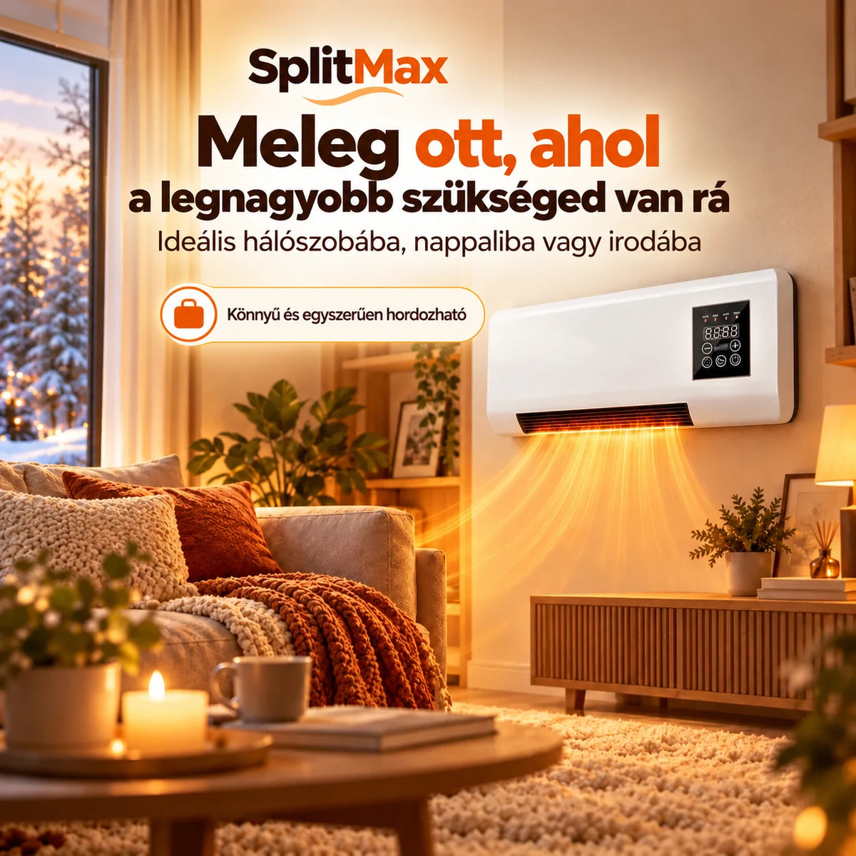 SplitMax | Hordozható elektromos fűtőtest távirányítóval