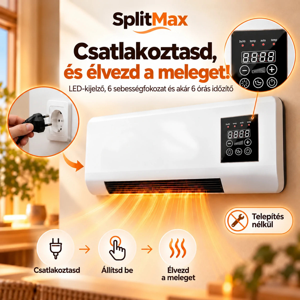 SplitMax | Hordozható elektromos fűtőtest távirányítóval