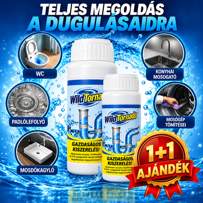 WildTornado – Erőteljes Lefolyótisztító Por 🧽 | 2 az 1-ben: Megszünteti a Dugulást és Tisztít – Csak Ma!